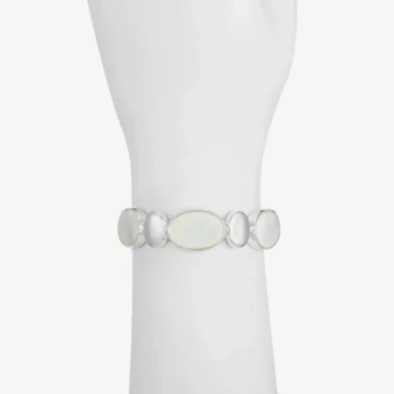 Liz Claiborne Womens White Mother Of Pearl Stretch Bracelet