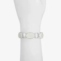 Liz Claiborne Womens White Mother Of Pearl Stretch Bracelet