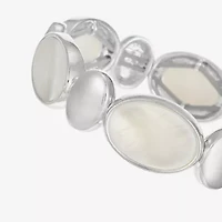 Liz Claiborne Womens White Mother Of Pearl Stretch Bracelet