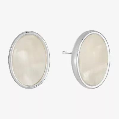 Liz Claiborne White Mother Of Pearl 17mm Stud Earrings