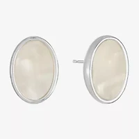 Liz Claiborne White Mother Of Pearl 17mm Stud Earrings