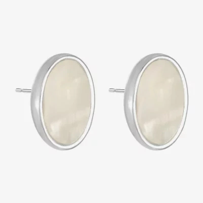 Liz Claiborne White Mother Of Pearl 17mm Stud Earrings