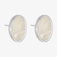Liz Claiborne White Mother Of Pearl 17mm Stud Earrings