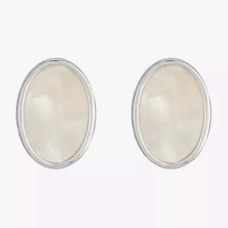 Liz Claiborne White Mother Of Pearl 17mm Stud Earrings