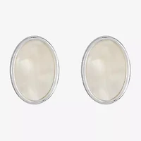 Liz Claiborne White Mother Of Pearl 17mm Stud Earrings