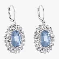 Monet Jewelry Womens Blue Glass Oval Drop Earrings