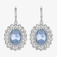 Monet Jewelry Womens Blue Glass Oval Drop Earrings
