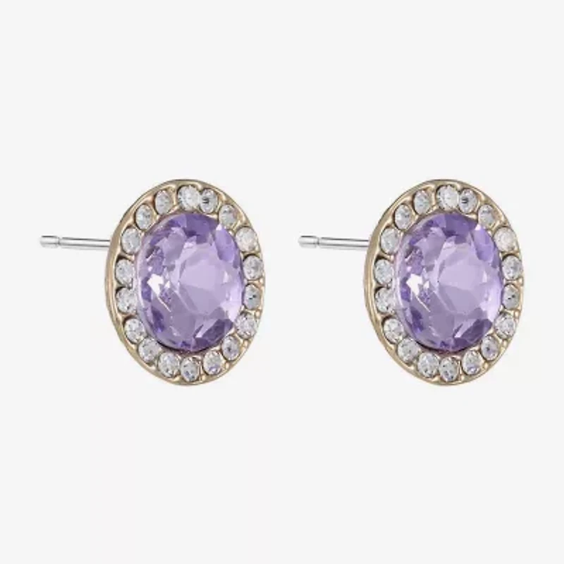 Monet Jewelry Purple Glass 15mm Round Stud Earrings