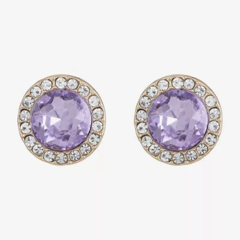 Monet Jewelry Purple Glass 15mm Round Stud Earrings