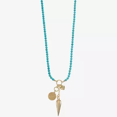 Liz Claiborne Womens Reconstituted Multi Color 28 Inch Pendant Necklace