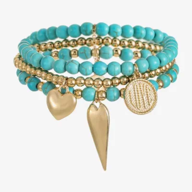 Liz Claiborne Womens Blue Turquoise Beaded Bracelet Set