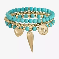 Liz Claiborne Womens Blue Turquoise Beaded Bracelet Set