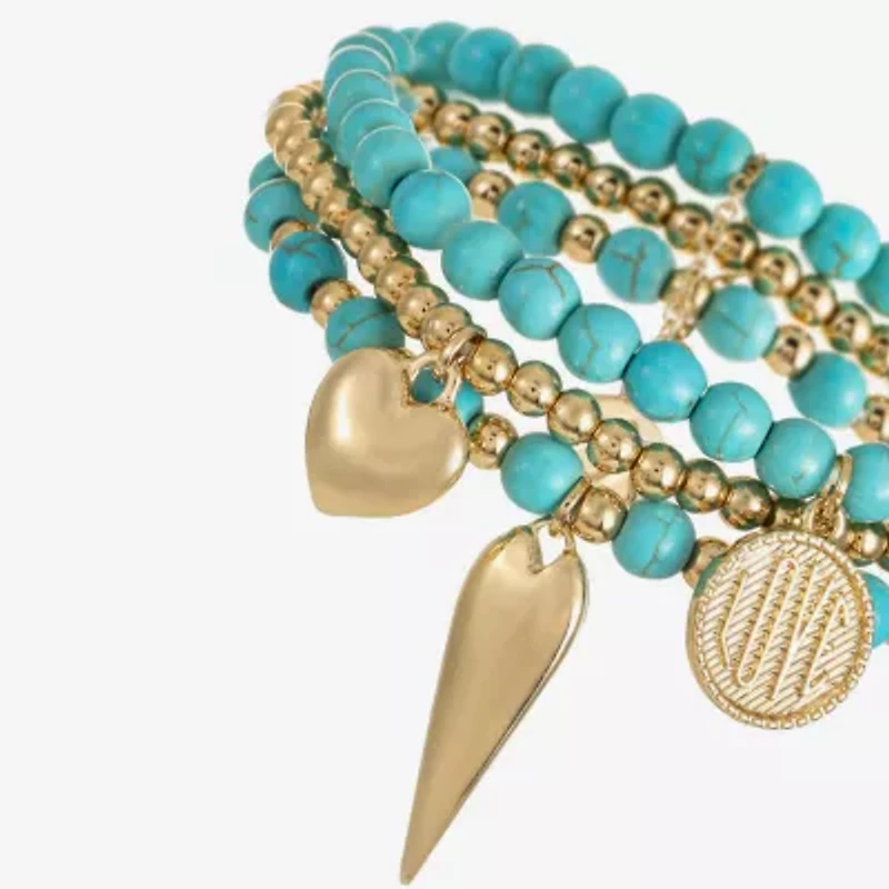 Liz Claiborne Womens Blue Turquoise Beaded Bracelet Set