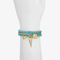 Liz Claiborne Womens Blue Turquoise Beaded Bracelet Set