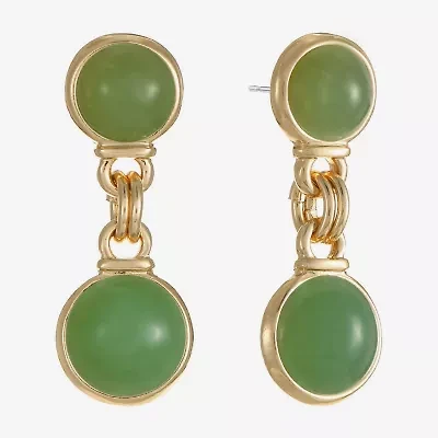 Monet Jewelry Womens Green Round Hypoallergenic Drop Earrings