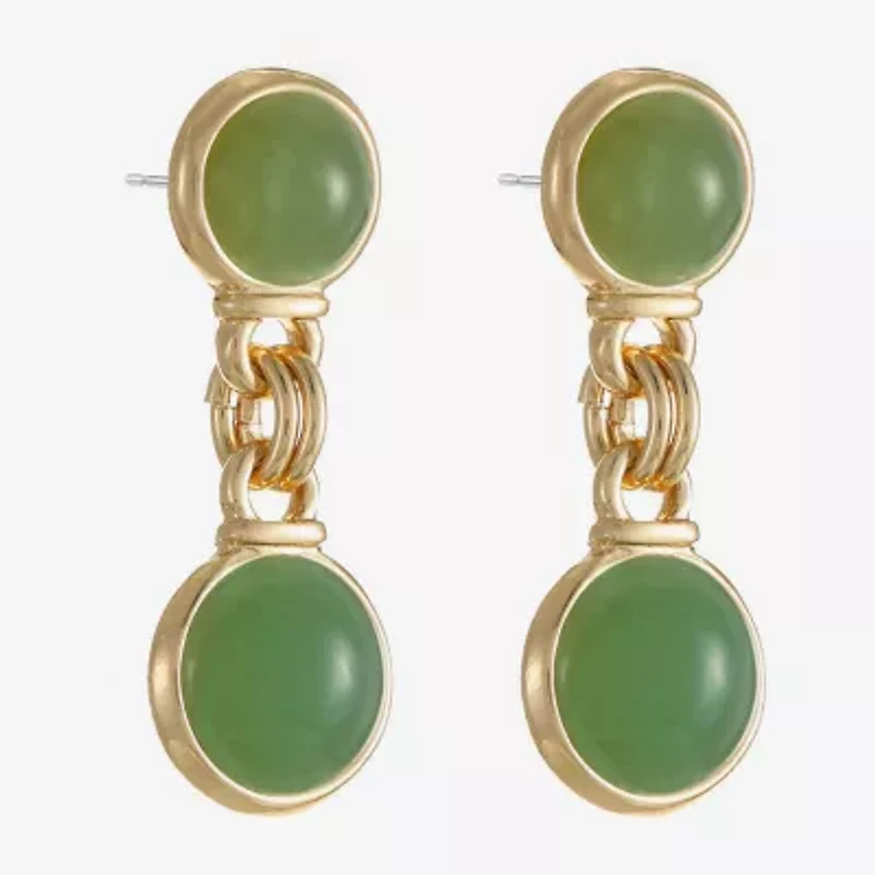 Monet Jewelry Womens Green Round Hypoallergenic Drop Earrings
