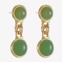 Monet Jewelry Womens Green Round Hypoallergenic Drop Earrings