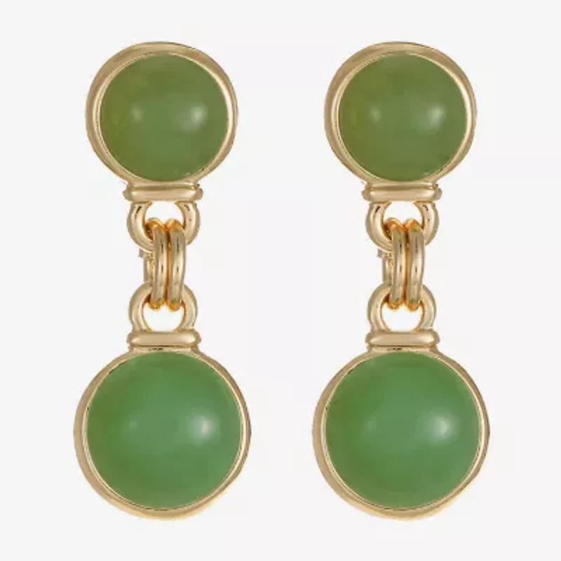 Monet Jewelry Womens Green Round Hypoallergenic Drop Earrings