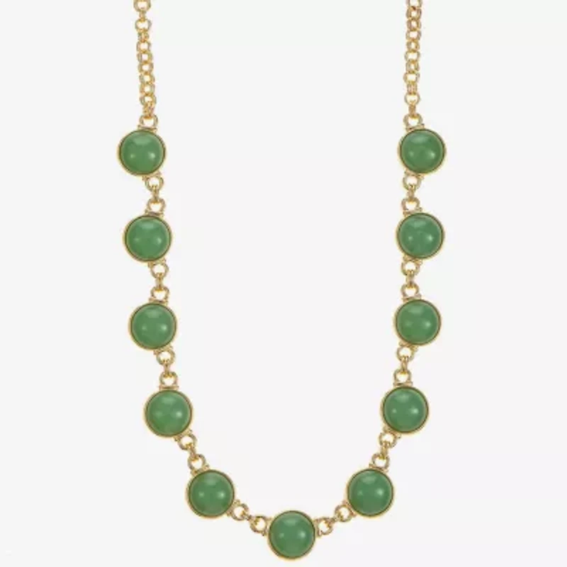 Monet Jewelry Womens Green 18 Inch Collar Necklace