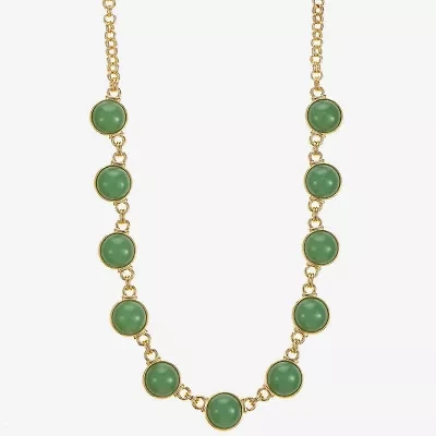 Monet Jewelry Womens Green 18 Inch Collar Necklace