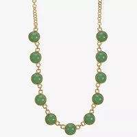 Monet Jewelry Womens Green 18 Inch Collar Necklace