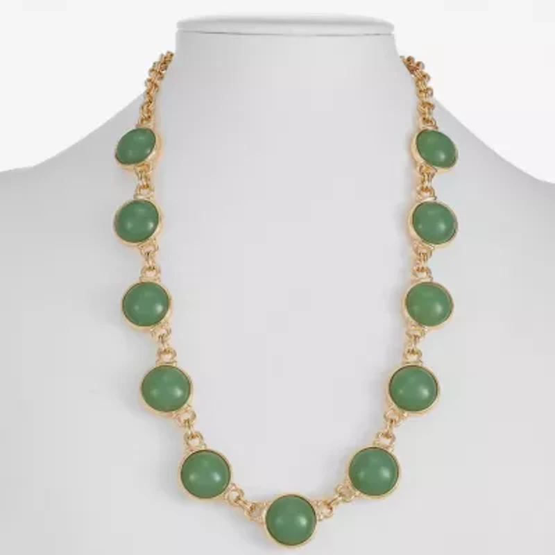 Monet Jewelry Womens Green 18 Inch Collar Necklace