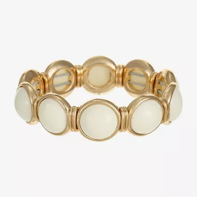 Monet Jewelry Womens White Round Stretch Bracelet