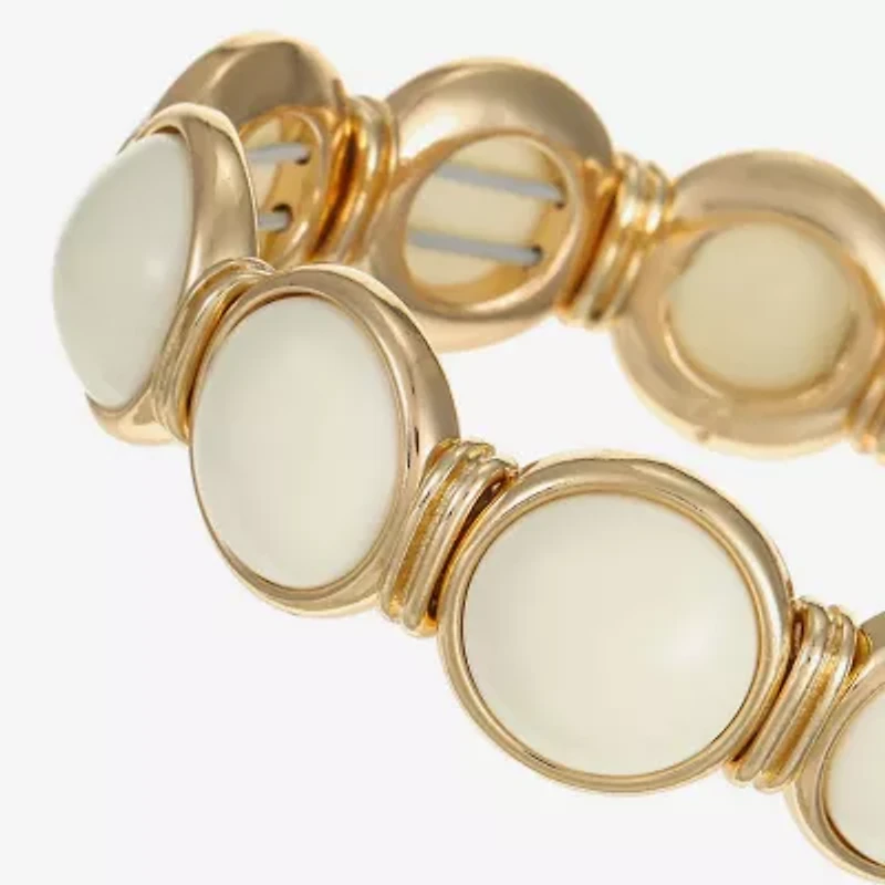 Monet Jewelry Womens White Round Stretch Bracelet