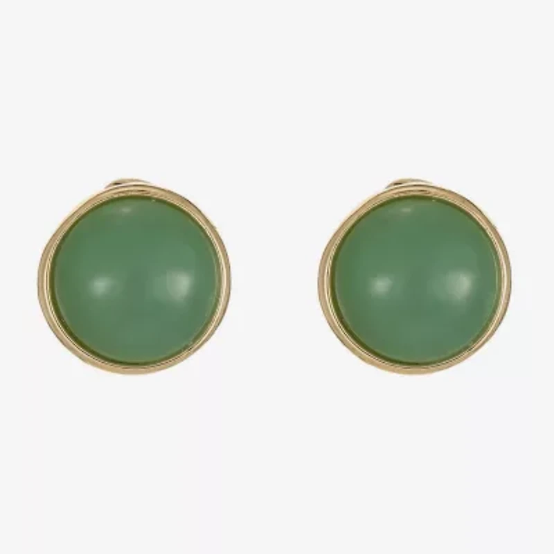 Monet Jewelry Womens Green Round Clip On Earrings
