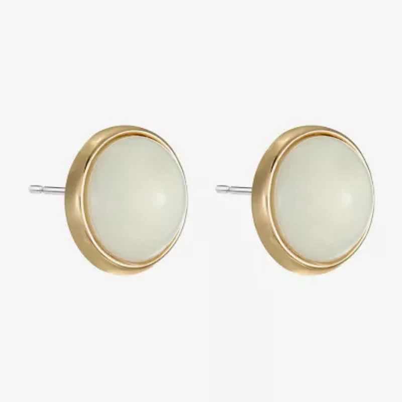 Monet Jewelry White 14mm Round Stud Earrings