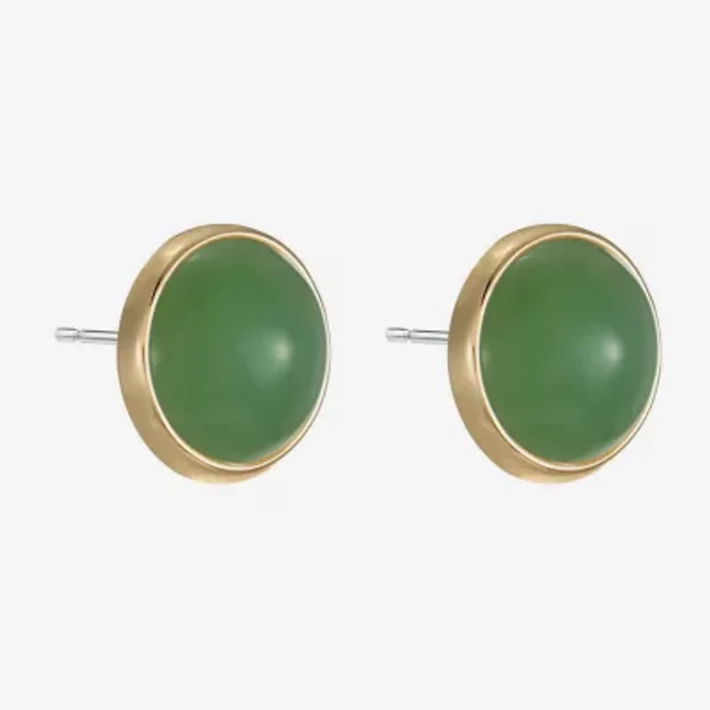 Monet Jewelry Green 14mm Round Stud Earrings