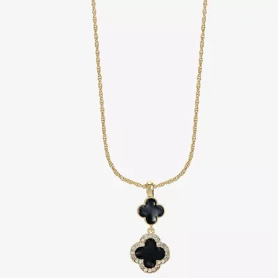 Monet Jewelry Womens Glass Clover 17 Inch Pendant Necklace