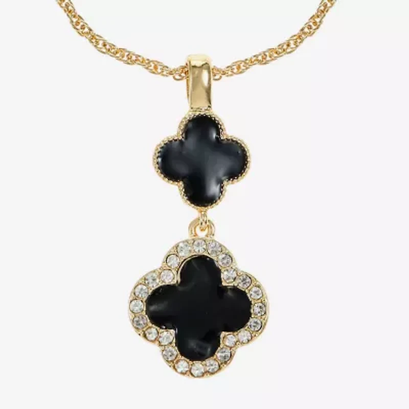 Monet Jewelry Womens Glass Clover 17 Inch Pendant Necklace