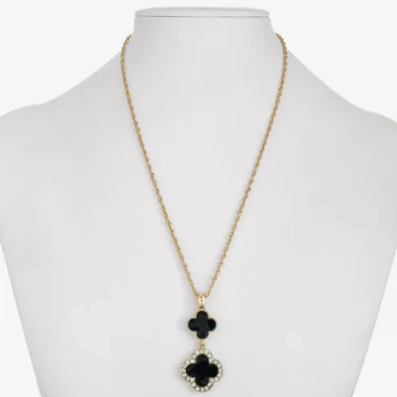 Monet Jewelry Womens Glass Clover 17 Inch Pendant Necklace