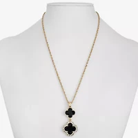 Monet Jewelry Womens Glass Clover 17 Inch Pendant Necklace