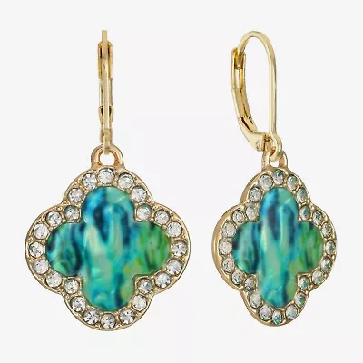 Monet Jewelry Womens Glass Clover Drop Earrings