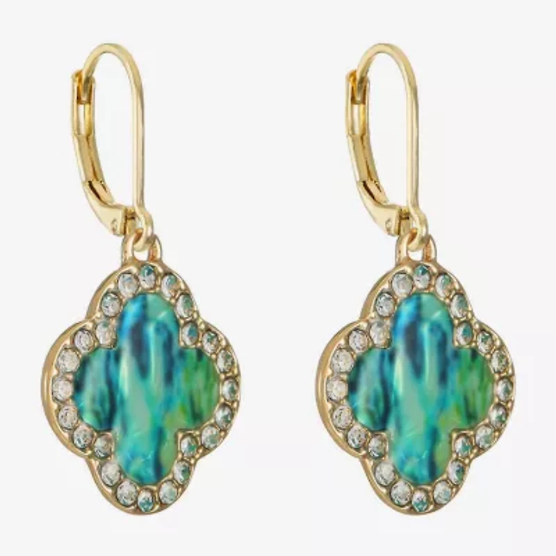 Monet Jewelry Womens Glass Clover Drop Earrings