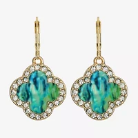 Monet Jewelry Womens Glass Clover Drop Earrings