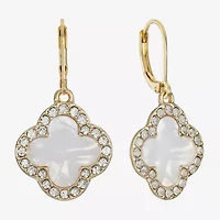 Monet Jewelry Womens Glass Clover Drop Earrings