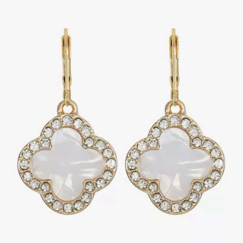 Monet Jewelry Womens Glass Clover Drop Earrings