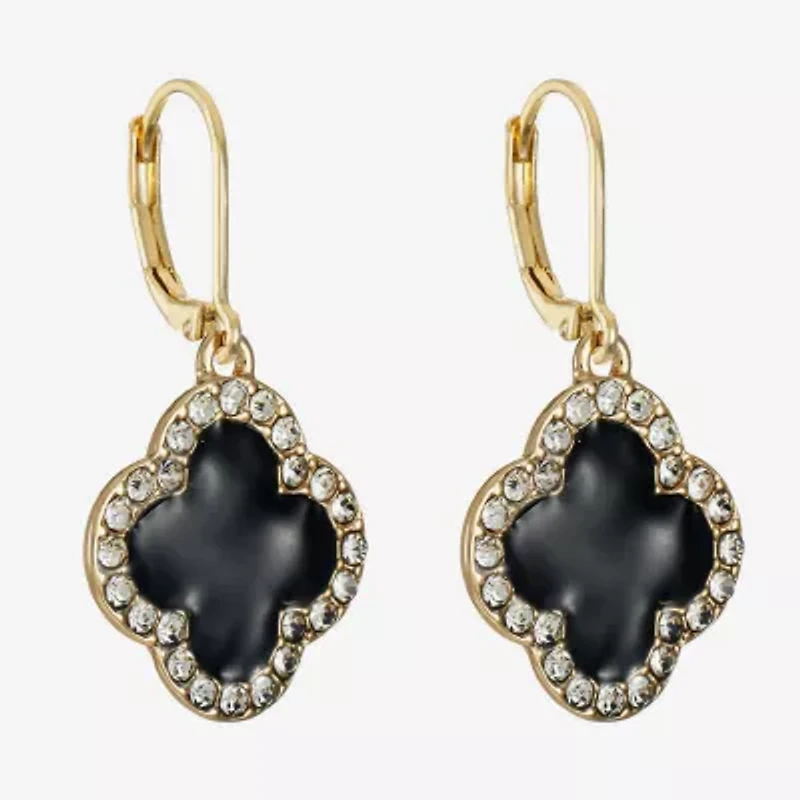 Monet Jewelry Womens Glass Clover Drop Earrings