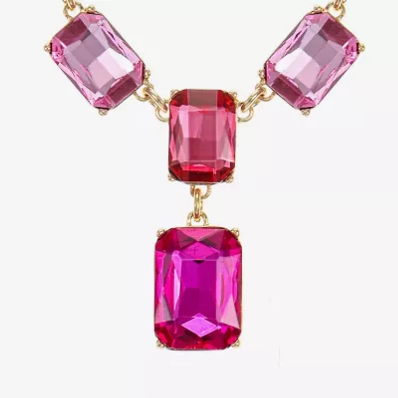 Monet Jewelry Womens Pink Glass 18 Inch Y Necklace