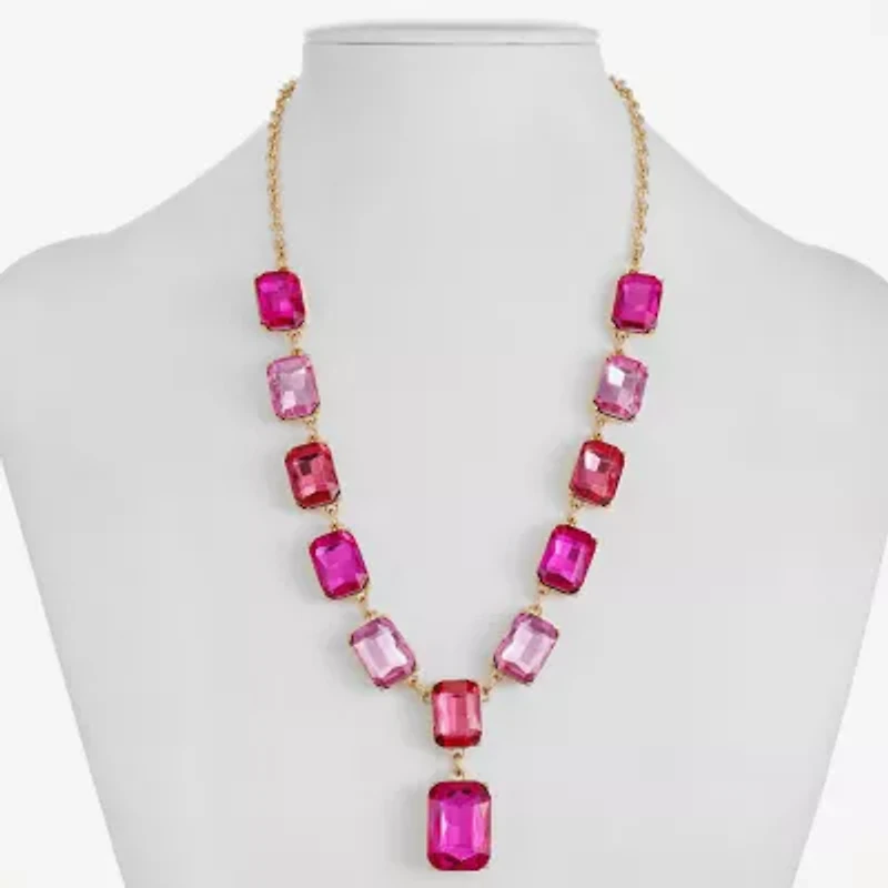 Monet Jewelry Womens Pink Glass 18 Inch Y Necklace