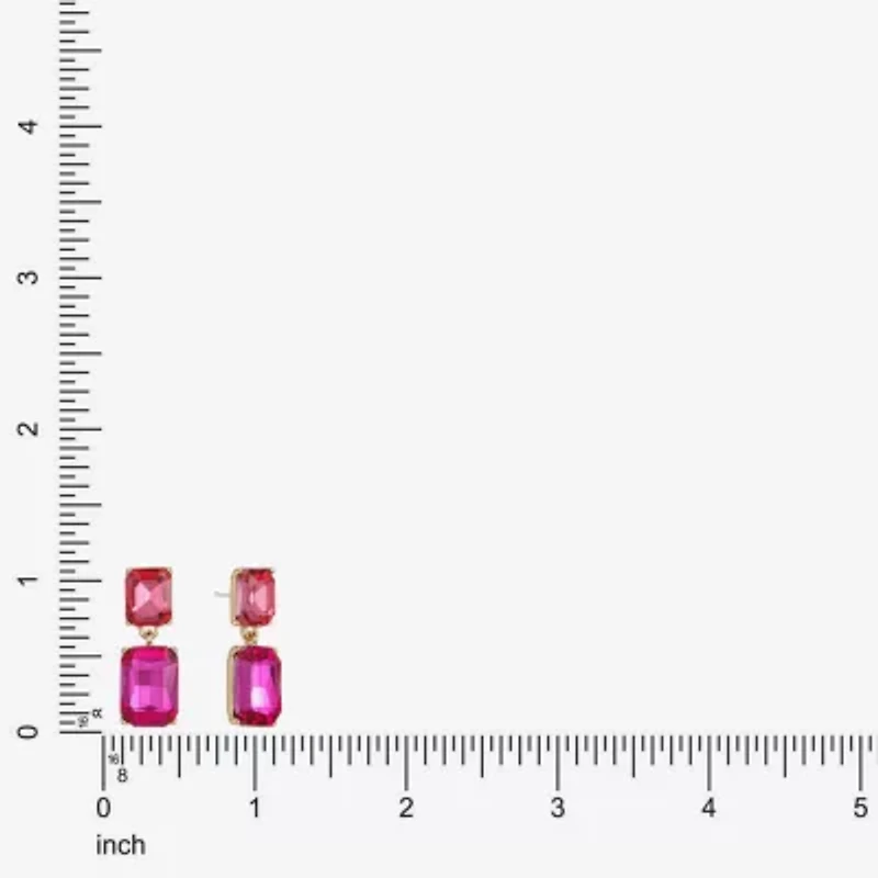 Monet Jewelry Womens Pink Glass Hypoallergenic Drop Earrings