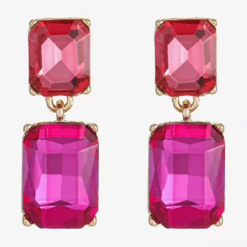 Monet Jewelry Womens Pink Glass Hypoallergenic Drop Earrings