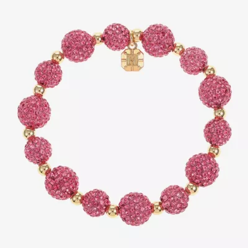 Monet Jewelry Womens Pink Glass Round Stretch Bracelet