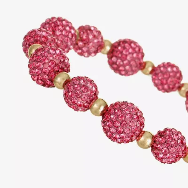 Monet Jewelry Womens Pink Glass Round Stretch Bracelet