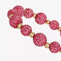 Monet Jewelry Womens Pink Glass Round Stretch Bracelet
