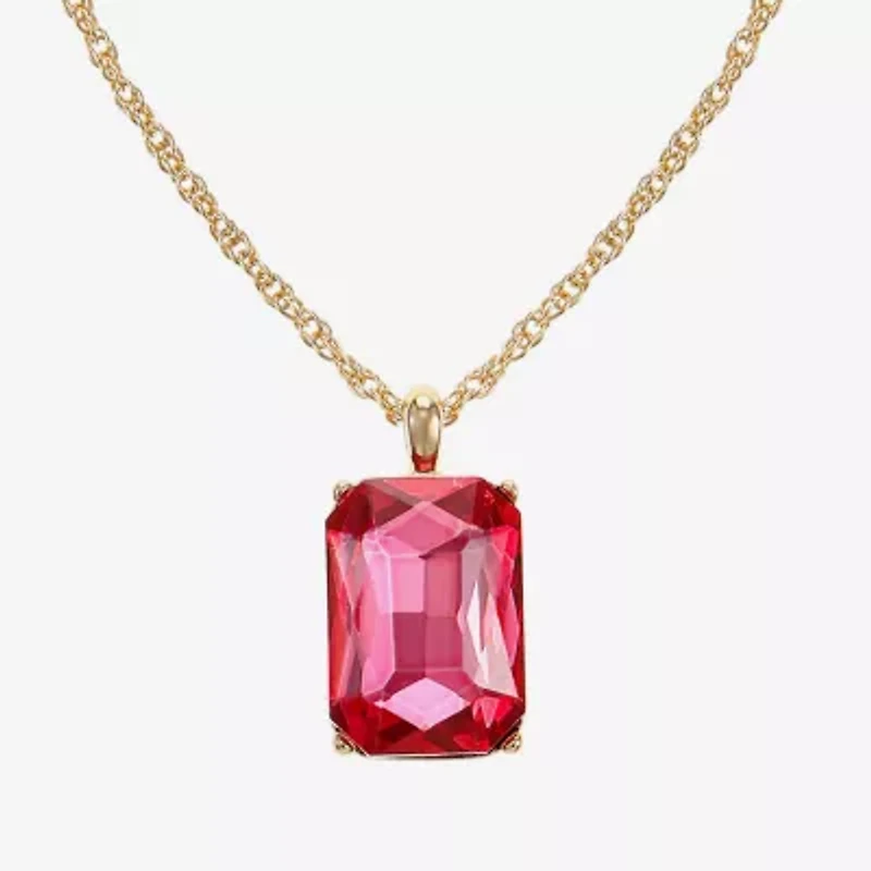 Monet Jewelry Womens Pink Glass 17 Inch Pendant Necklace