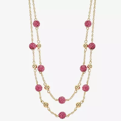 Monet Jewelry Womens Pink Glass 18 Inch Strand Necklace